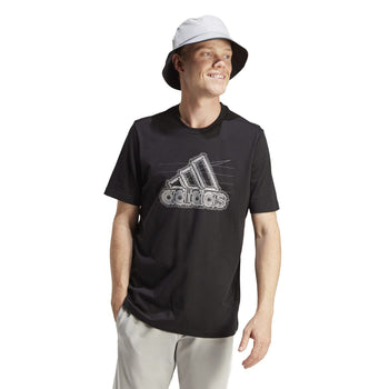 T-shirt nera da uomo con logo bianco adidas Badge of Sport, Abbigliamento Sport, SKU a722000420, Immagine 0